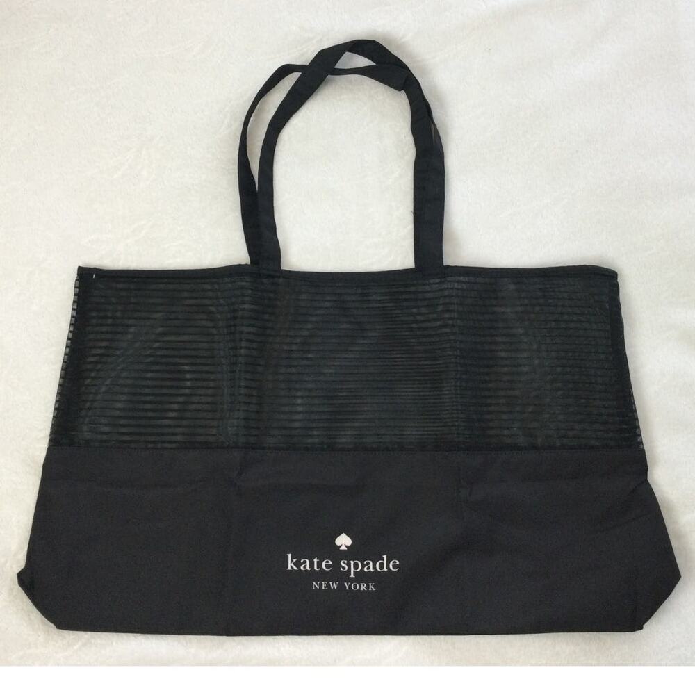 Kate Spade Oversized Stripe Mesh Tote Bag Black